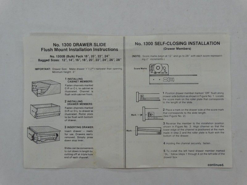 KV 1300 - 18", 3/4 Ext.Drawer Slide, Replaces Grant # 336 # 338 Lescoa # HA9300 gallery