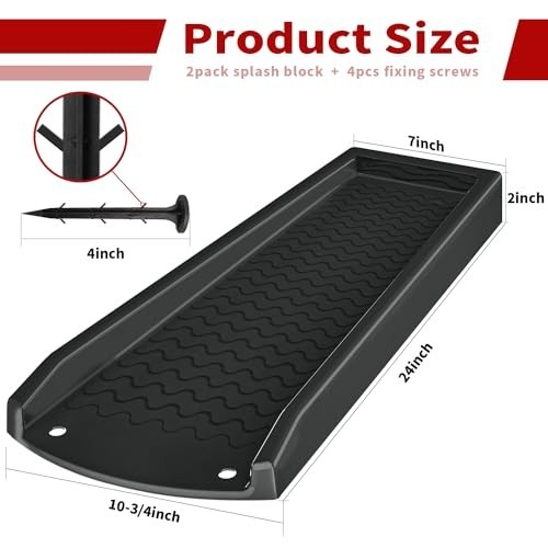 2 Pack 24" Downspout Splash Block Extensions, Gutter Drainage System, 4 Fixing N gallery