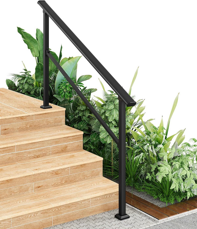 Hand Rails for Outdoor Steps, Metal Stair Railing Kit, Hand Railings for Outdoor