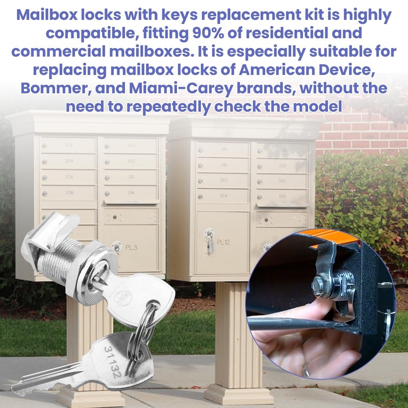 2 PCS Mailbox Lock 4573 Replacement Keys Fits PrimeLine S 4573 90 Rotation gallery