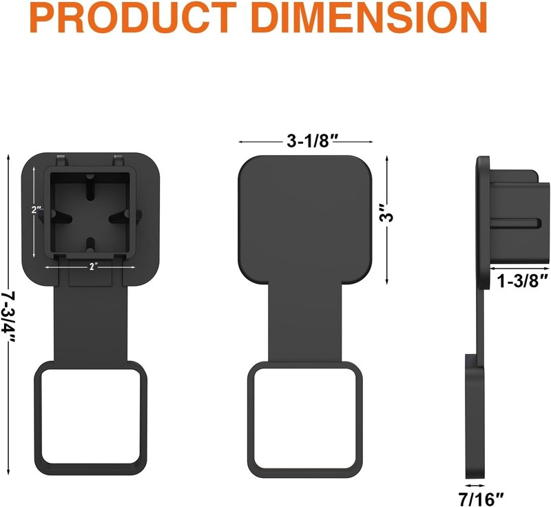 Rubber Hitch Cover Plug Cap for 2 Inch Tube Receivers, Class 3 4 Color: Black gallery