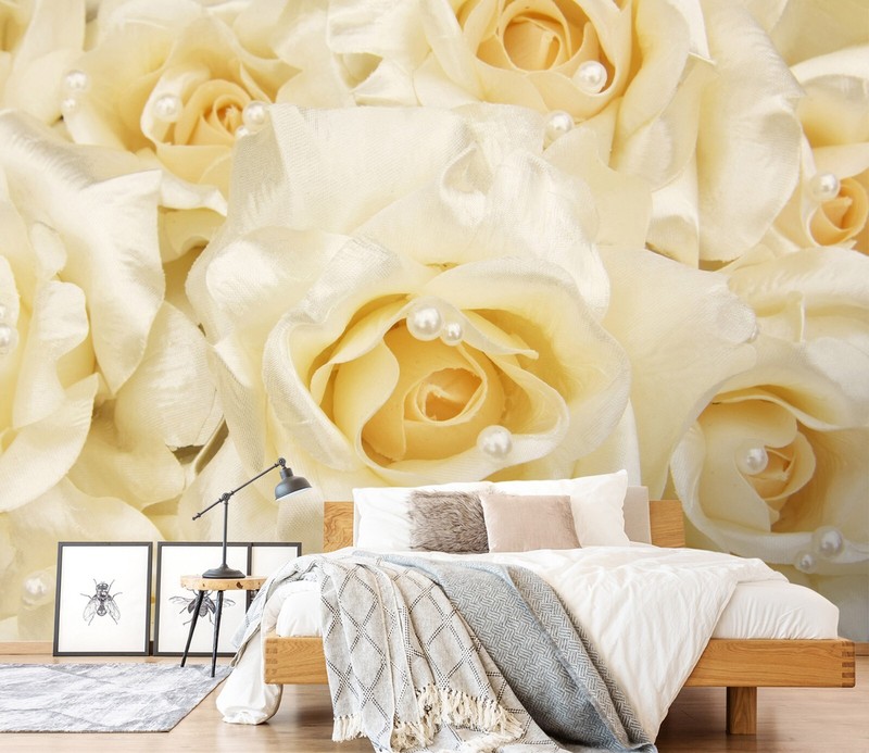 3D Pale Yellow Roses 6014NWallpaper Wall Murals Wall Paper Wall Print Mural Romy