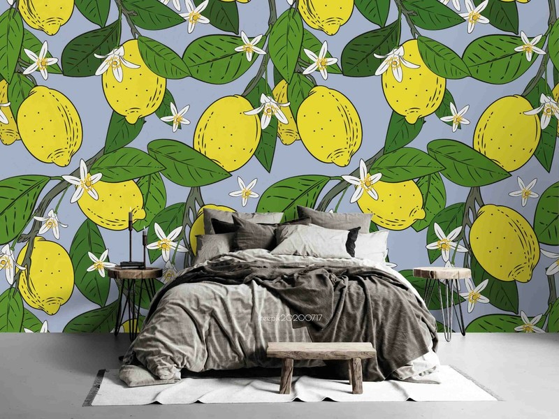 3D Lemon Seamless Wallpaper Wall Mural Removable Self-adhesive 58