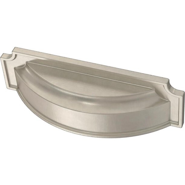 (5 Pack) 3 inch & 3-3/4 inch Dual Mount Notched Backplate Cup Pull Satin Nickel