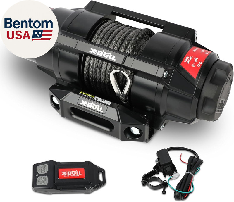 5000Lbs Electric Winch - 12V DC Power Waterproof Synthetic Rope Winch with Hawse