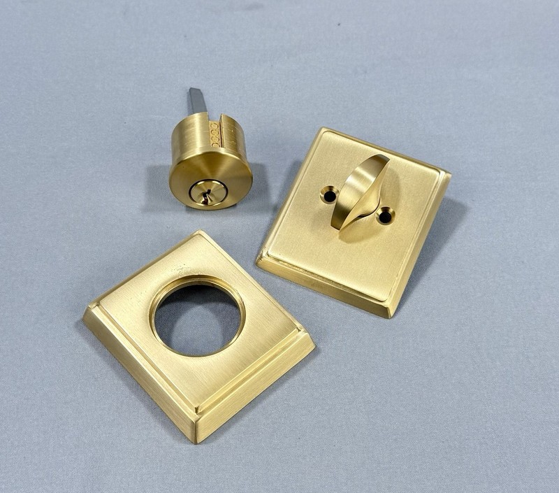 Emtek 8468US4 Rectangular Brass Single Cylinder Deadbolt - Satin Brass gallery