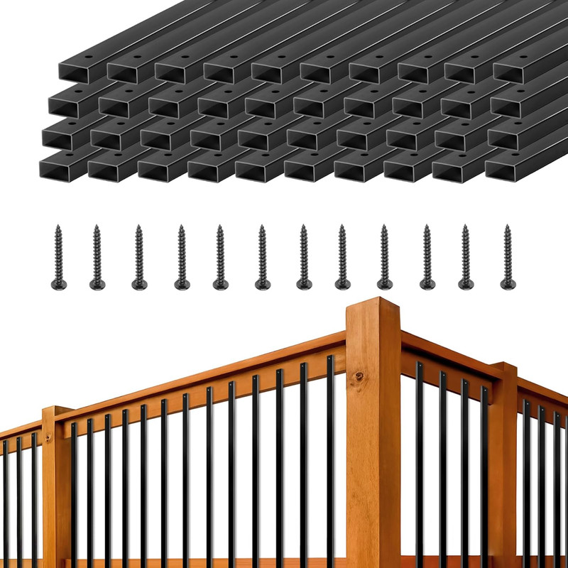 32″ Black Metal Deck Balusters & Stair Railing – 50 Pack with Screws