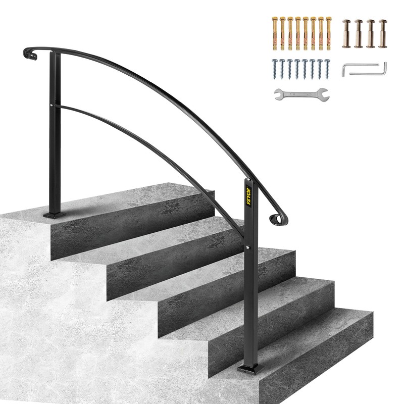 VEVOR 5FT Adjustable Wrought iron Transition Handrail Matte Black Fits 5 Steps