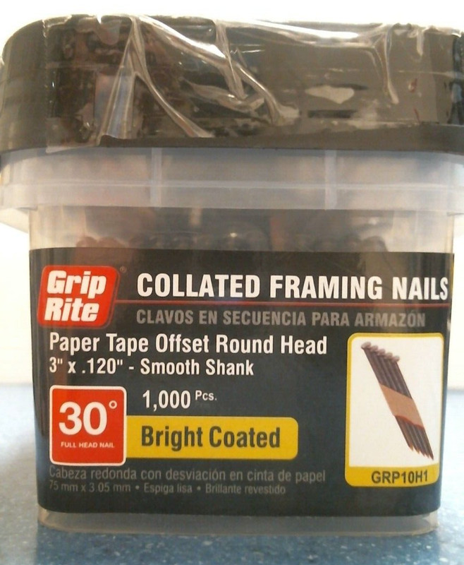 Grip Rite Collated Framing Nails 3″ X .120″ Smooth Shank (GRP10H1) FS