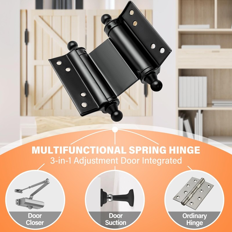 4 PCS 3''Double Action Spring Door Hinges - Dual-Swing Saloon Door Hinges, Sw... gallery