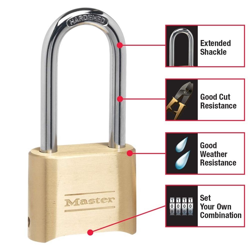 Master Lock Brass Combination Lock, Gate for Outdoor (Pack of 2), Gold gallery
