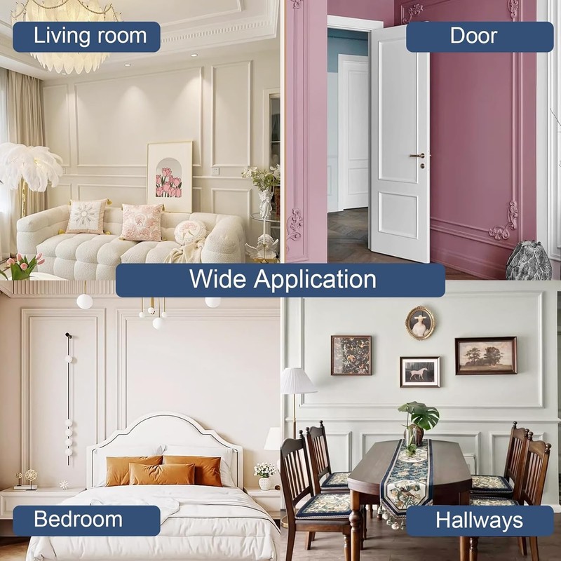 4 Set Peel and Stick Wall Molding Trim Kit, 16" x24" Premade Wainscoting Pane... gallery