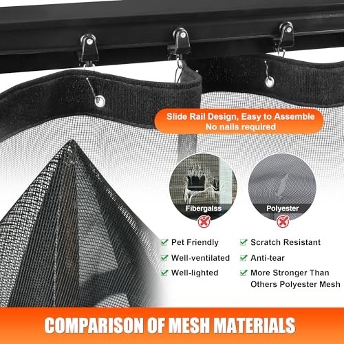 Magnetic Sliding Screen Door - Reinforced Mesh, Retractable Privacy Curtain, 34" gallery