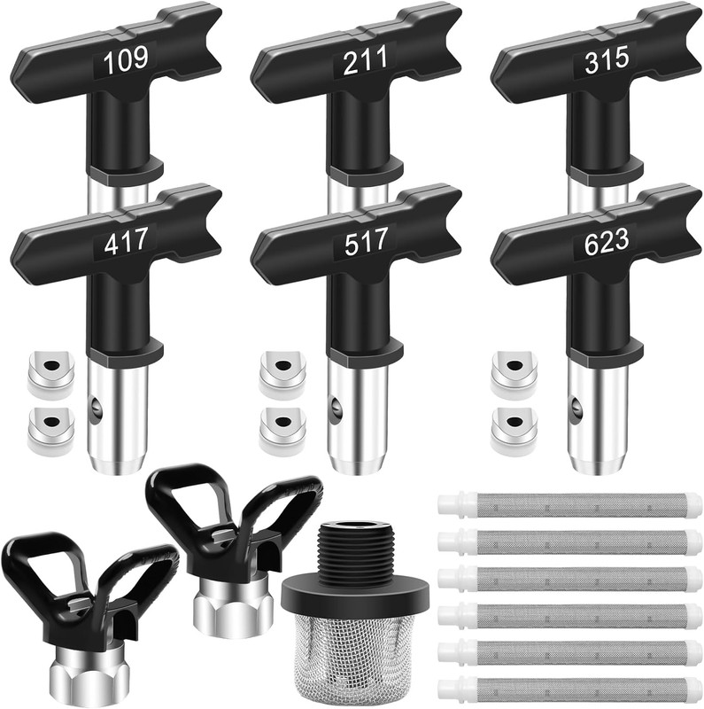15 Pieces Airless Paint Sprayer Tips Set, 6 Reversible Spray Nozzle Tips with Sp gallery