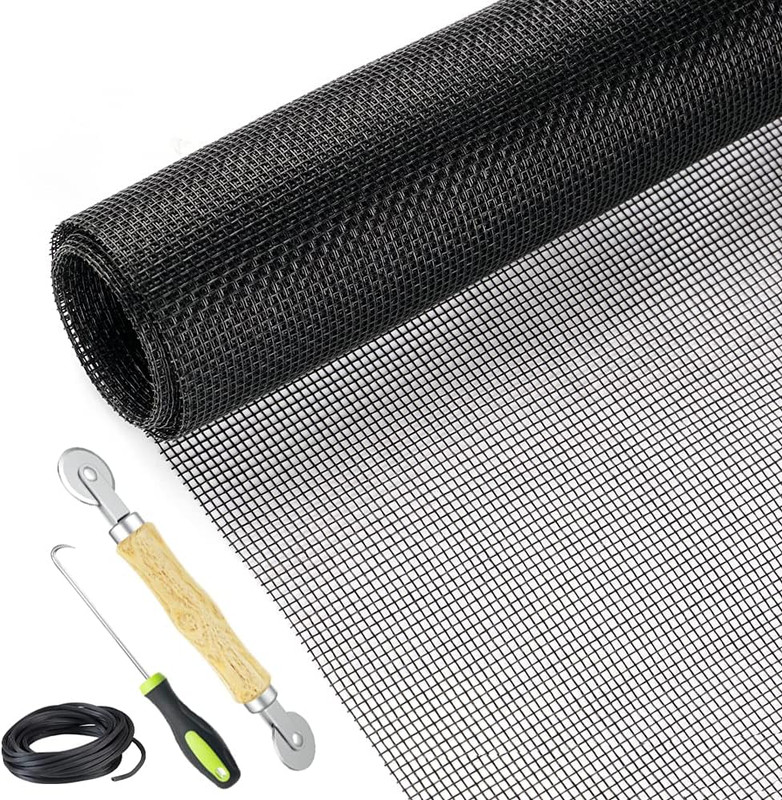 Screen Repair Kit – Easy DIY Project 36″ X 90″ Fiberglass Mesh with Rolling Tool