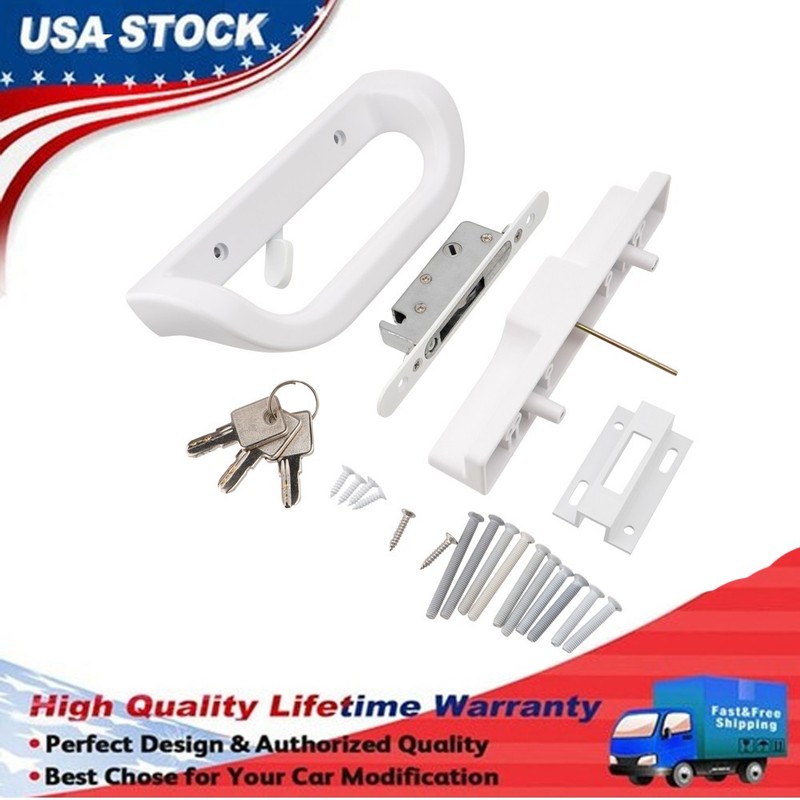 Sliding Patio Door Handle Set with Key Cylinder and Mortise Lock, Full Replaceme