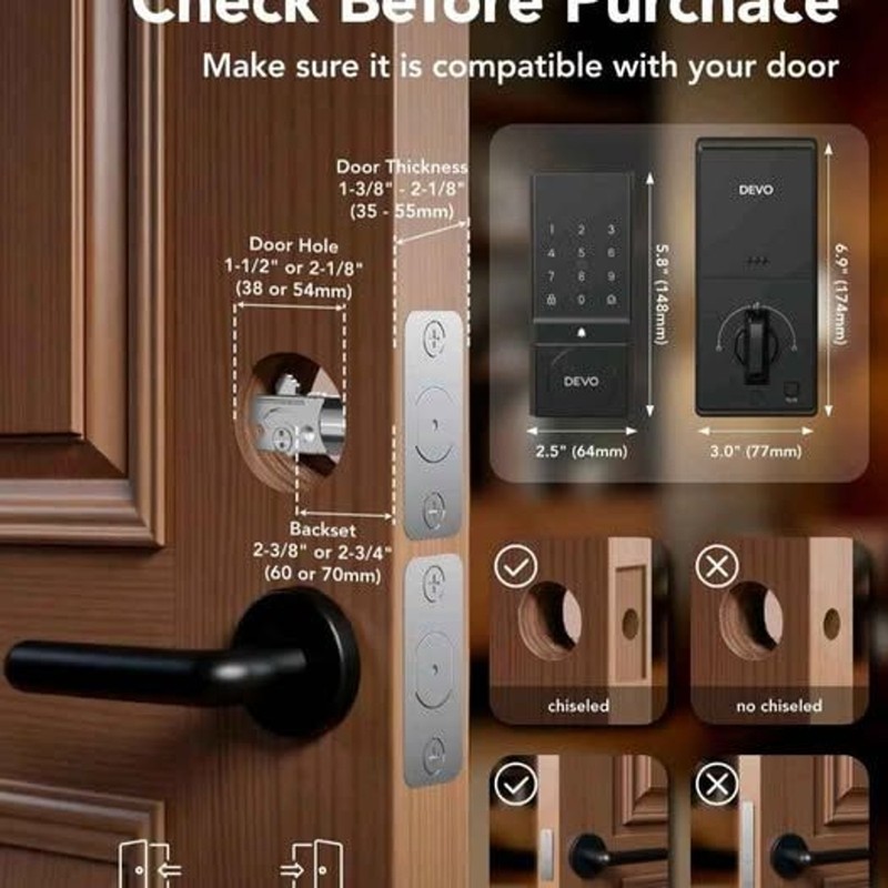 Devo G4 Bluetooth Smart Lock Keyless Entry Deadbolt Touchscreen Keypad Auto Lock gallery