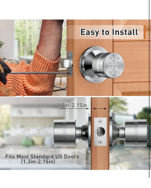 Signstek Keyless Entry Door Lock, Door Knob with Keypad, Smart Code Door Lock, gallery