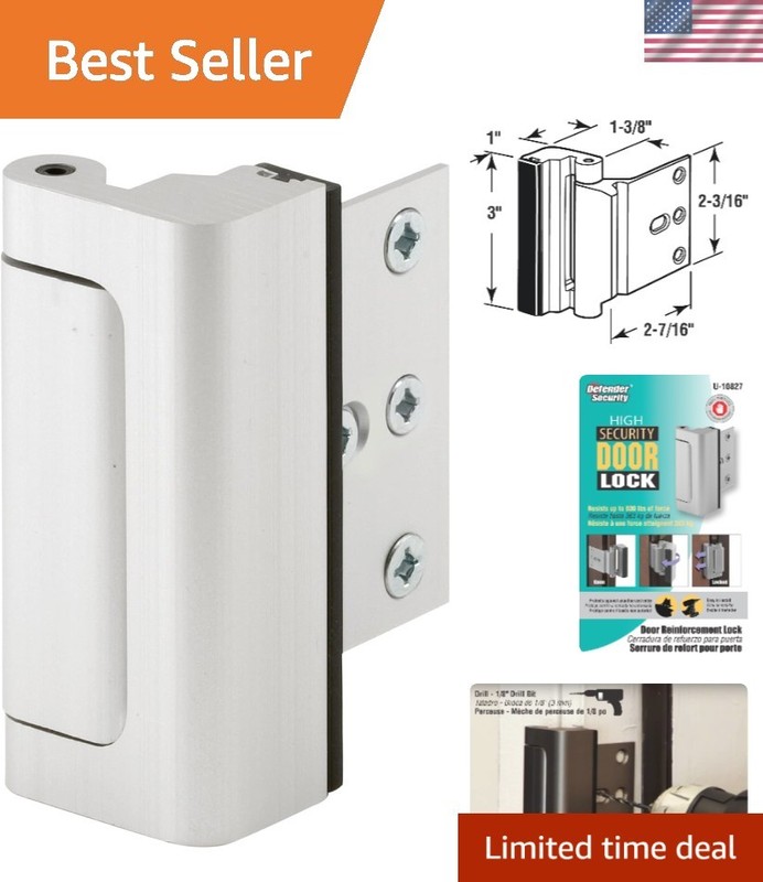 Defender U 10827 High Security Door Reinforcement Lock – Satin Nickel Finish