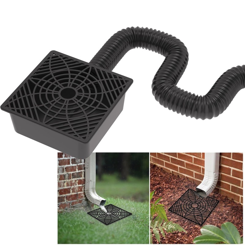 Gutter Downspout Extensions,Catch Basin Low 5.1 feet, Black Kit
