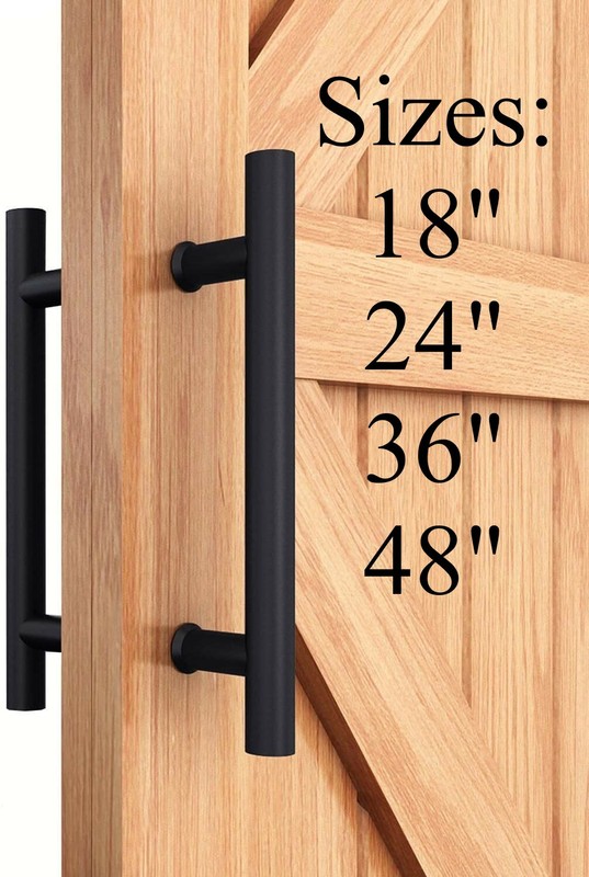Black Grab Pull Handle Stainless Steel Round Entry Door Pair Back to back