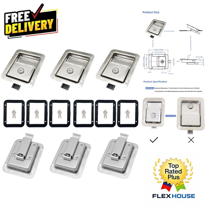 Water-Resistant Heavy-Duty Latches – 6 Pack for Toolboxes & Trailers with Keys
