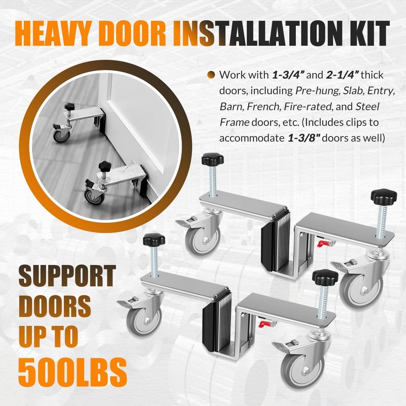 Door Installation Tool Kit Dual-Dolly for 1-3/4" & 2-1/4 Slab Front Frame Door gallery