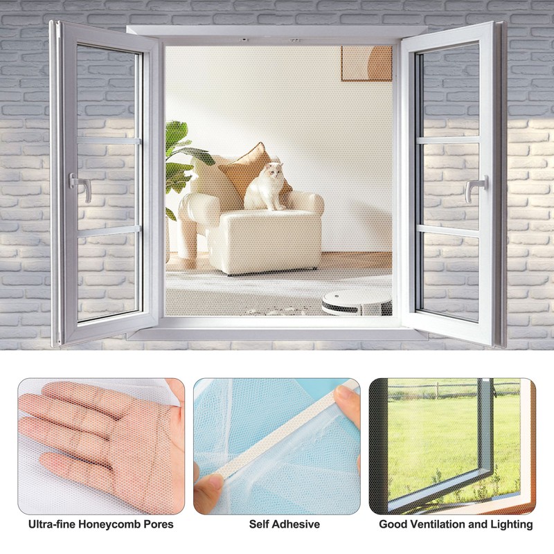 5PCS Self-Adhesive Window Screen Mesh Insect Mosquito Net DIY Kit with Tape Set gallery