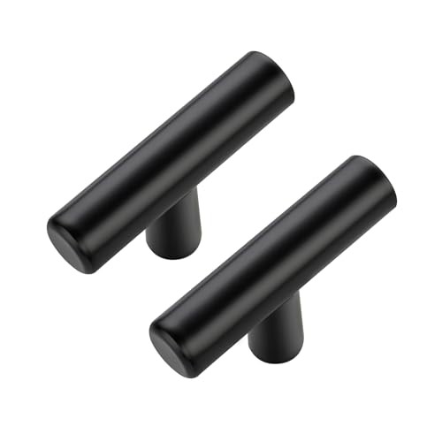 Pack 2 Inch Length Kitchen Cabinet Single Hole Center 5 Matte Black T-Shaped