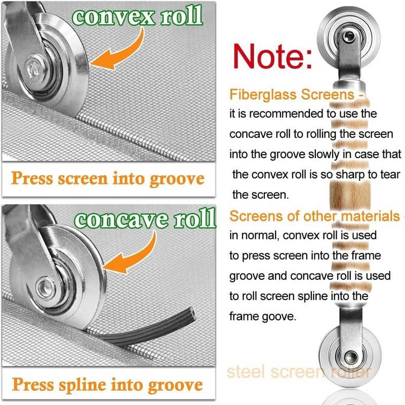 3in1 Window Screen Repair Kit Roller Tool w/ 32FT Spline & Hook gallery