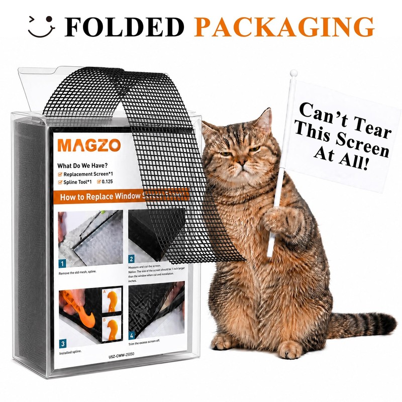 Pet Proof Window&Door Screen Replacement Mesh, 48" W x 99" L, Vinyl Coated Po... gallery