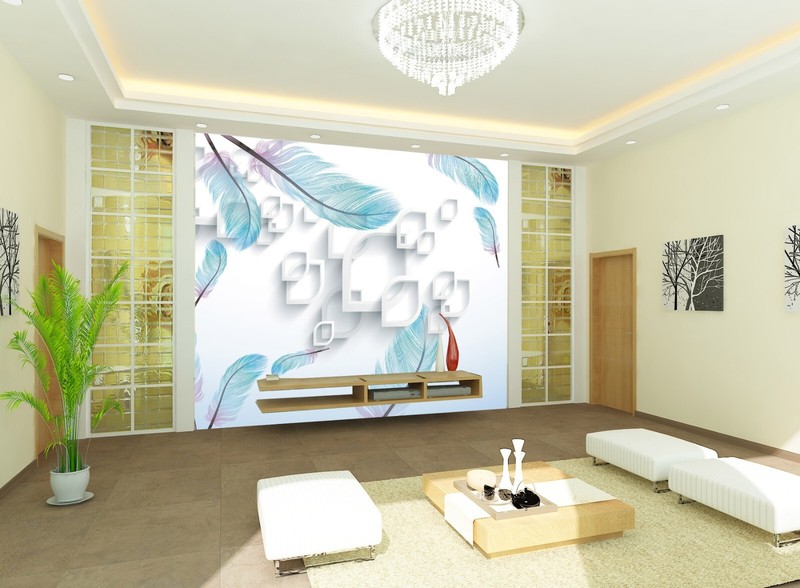 3D Blue Feather ZHUA9719 Wallpaper Wall Murals Removable Self-adhesive Ann 24 gallery