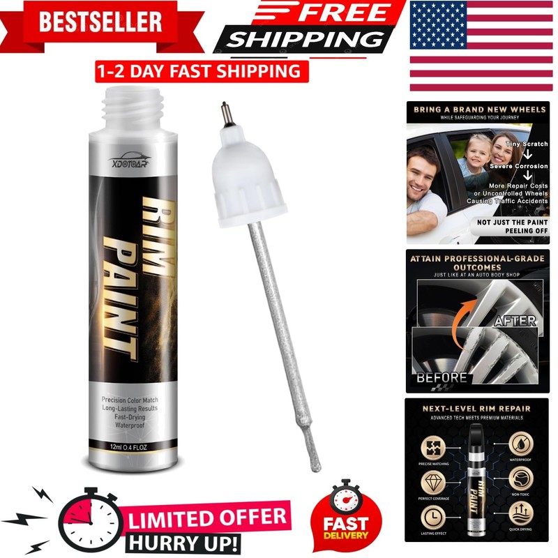 Silver Wheel Touch Up Paint, Chrome Rim Paint for Curb Rash, Wheel Scratch Repai