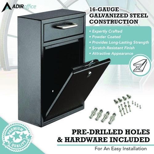 AdirOffice Ultimate Secure Drop Box Wall Mounted Mail Box, 11.2 x 4.7 x 16.2 gallery