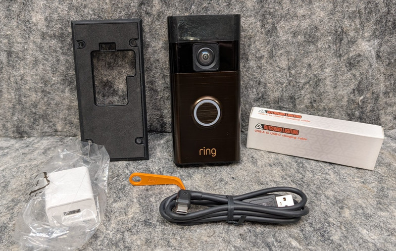 Ring Rechargeable Battery Video Doorbell Smart Wifi - 5F97F2-With TYPE- C Cable