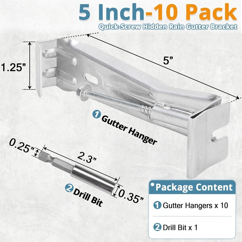 5 Inch Hidden Gutter Brackets Quick Screw Roofing Support Hangers Aluminum gallery