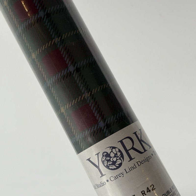 Vintage York Wallpaper/Wallcovering Green Plaid W/Red 56 Sq Ft PN 6017 R42