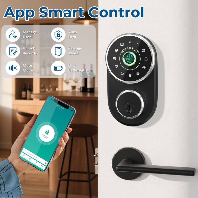 Keypad Smart Door Lock Keyless Entry Deadbolt Fingerprint Biometric Knob w/App gallery