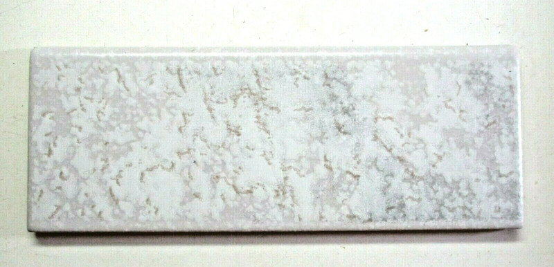 1 Italy CLP Bullnose Wall Tile Ceramic 7-7/8″ X 3″ Marbled Satin Gray Beige Vtg