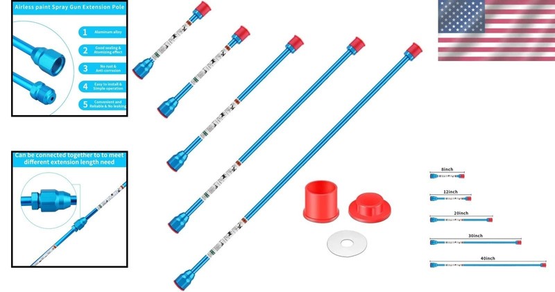 Airless Paint Sprayer Tip Extensions – 5PCS Aluminum Poles for Safe High gallery