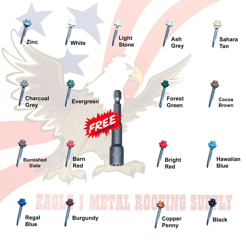 EAGLE 1 Metal Building Screws # 12 (1″ – 3″) Drill Tip Metal Roofing Screws