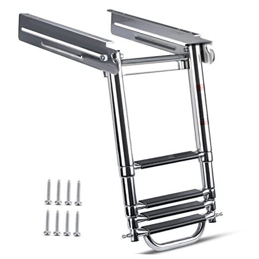 3-4 Step Boat Ladder Under Platform Slide Mount Boat Boarding Ladder, 4 Steps