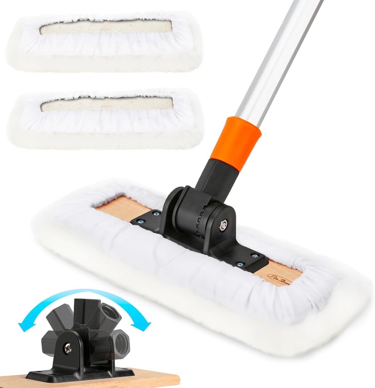 4 Pack 10 Inch Lambswool Applicator Kit, 180° Adjustable Lambskin Deck Stain
