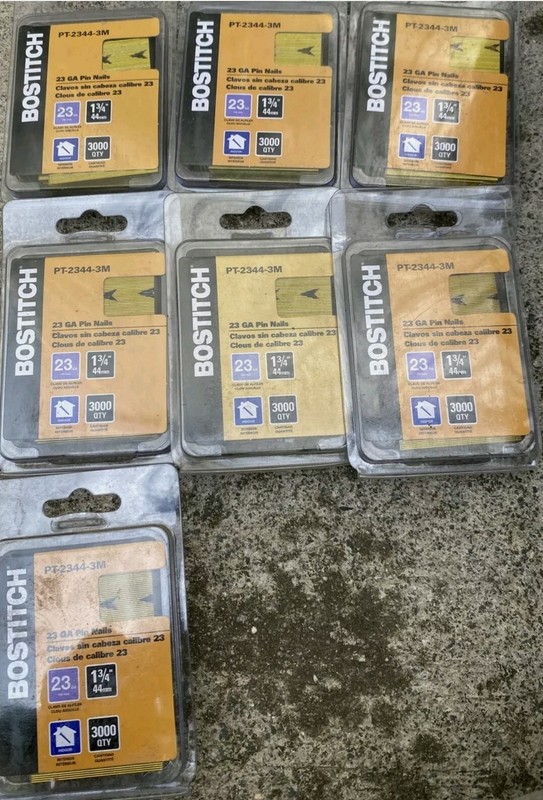 BOSTITCH 23GA Pin Nails PT-2344-3M Brand New. 7 Boxes/Quanity 21000 Total