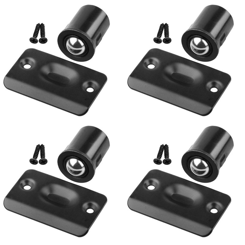 4 PCS Drive In Ball Catch Strike Plate Closet Door 13/16×11/8 Inch Black