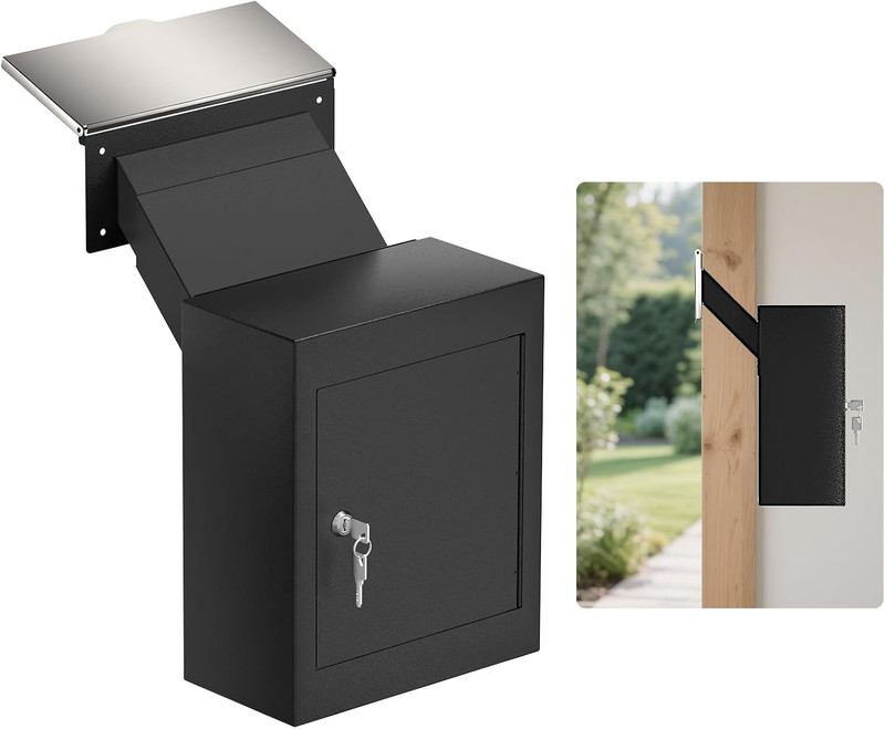 Heavy Duty Through-The-Wall Drop Box with Rainproof Cover and Adjustable Chute