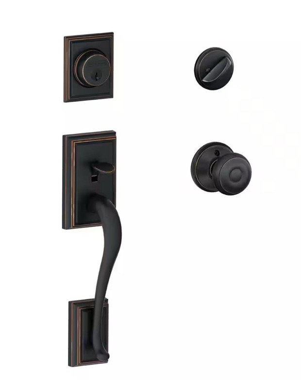 Schlage F60 V ADD 716 Addison Front Entry Handleset w/Georgian Knob Aged Bronze