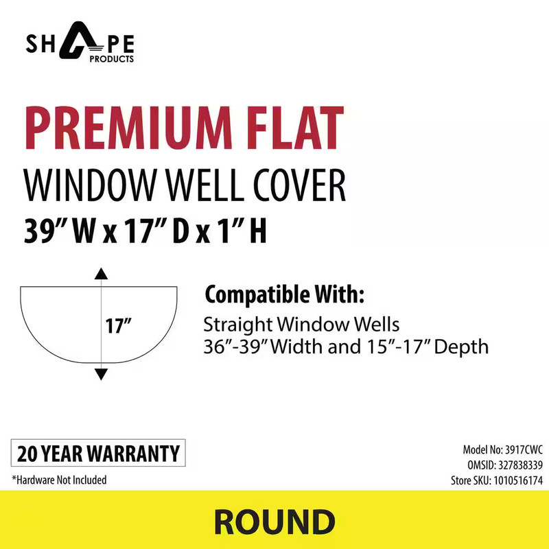 Window Well Cover Round Flat Plastic 39 in Heavy Duty Clear Basement Guard gallery