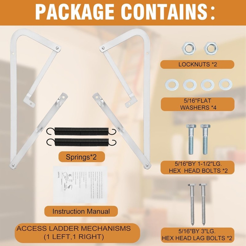 Attic Ladder Hinge Arms Steel Spring Compatible with Werner Mk1-Mk3 W2508 gallery