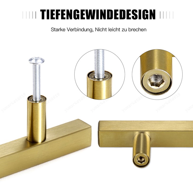 Gold Square Cabinet Handles Kitchen Bar Cupboard Drawer Door Knob Pulls Lot gallery